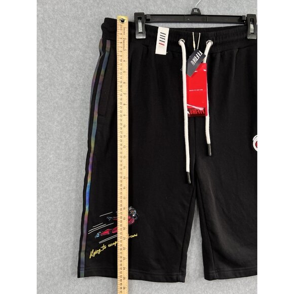 FIFTH LOOP Shorts Men Sz XL Balck hip hop skater pant flying to escape in dreams - Picture 5 of 11